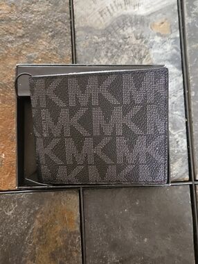Michael Kors Men’s Black MK Logo Slim Billfold Card Holder